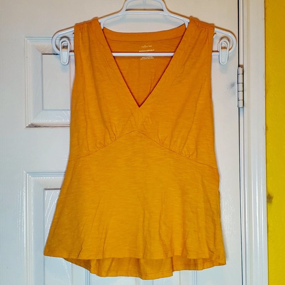 BANANA REPUBLIC Malibu Slub Sleeveless Top S t shirt fresh mango yellow orange